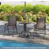 imageGiantex Patio Dining Set with 2 Patio Folding Chairs Outdoor Round Table and Chairs for Garden Pool Backyard Tempered Glass Tabletop Bistro Dining Furniture Set BrownBrown