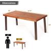 imageGiantex Patio Dining Table with Umbrella Hole Outdoor Picnic Table for Backyard Garden Lawn Farmhouse Acacia Wood Rectangular Table with Metal Legs Rustic BrownAcacia