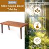 imageGiantex Patio Dining Table with Umbrella Hole Outdoor Picnic Table for Backyard Garden Lawn Farmhouse Acacia Wood Rectangular Table with Metal Legs Rustic BrownAcacia