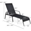 imageGiantex Patio Lounge Chair Outdoor Chaise Lounge with 5 Adjustable Backrest Sturdy Metal Frame Sunbathing Recliner Tanning Chairs for Outside Beach Yard Balcony Poolside BrownBlack