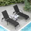 imageGiantex Patio Lounge Chair Outdoor Chaise Lounge with 5 Adjustable Backrest Sturdy Metal Frame Sunbathing Recliner Tanning Chairs for Outside Beach Yard Balcony Poolside BrownBlack