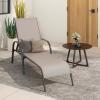 imageGiantex Patio Lounge Chair Outdoor Chaise Lounge with 5 Adjustable Backrest Sturdy Metal Frame Sunbathing Recliner Tanning Chairs for Outside Beach Yard Balcony Poolside BrownBrown