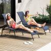 imageGiantex Patio Lounge Chair Outdoor Chaise Lounge with 5 Adjustable Backrest Sturdy Metal Frame Sunbathing Recliner Tanning Chairs for Outside Beach Yard Balcony Poolside BrownNavy