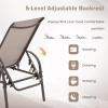 imageGiantex Patio Lounge Chair Outdoor Chaise Lounge with 5 Adjustable Backrest Sturdy Metal Frame Sunbathing Recliner Tanning Chairs for Outside Beach Yard Balcony Poolside BrownBrown