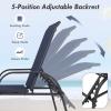 imageGiantex Patio Lounge Chair Outdoor Chaise Lounge with 5 Adjustable Backrest Sturdy Metal Frame Sunbathing Recliner Tanning Chairs for Outside Beach Yard Balcony Poolside BrownNavy