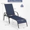 imageGiantex Patio Lounge Chair Outdoor Chaise Lounge with 5 Adjustable Backrest Sturdy Metal Frame Sunbathing Recliner Tanning Chairs for Outside Beach Yard Balcony Poolside BrownNavy