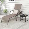 imageGiantex Patio Lounge Chair Outdoor Chaise Lounge with 5 Adjustable Backrest Sturdy Metal Frame Sunbathing Recliner Tanning Chairs for Outside Beach Yard Balcony Poolside BrownBrown