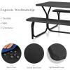imageGiantex Picnic Bench Set Outdoor Camping All Weather Metal Base WoodLike Texture Backyard Poolside Dining Party Garden Lawn Deck Large Picnic Tables for Adult BlackBlack