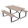 imageGiantex Picnic Bench Set Outdoor Camping All Weather Metal Base WoodLike Texture Backyard Poolside Dining Party Garden Lawn Deck Large Picnic Tables for Adult BlackCoral Reef