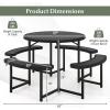 imageGiantex Picnic Table Bench Set for 48 Person Round 37 Outdoor Dining Table wUmbrella Hole HDPE Tabletop Metal Frame Patio Furniture Set for Backyard Porch Lawn 1400lb Capacity GrayRoundBlack