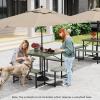 imageGiantex Picnic Table Bench Set for 48 Person Round 37 Outdoor Dining Table wUmbrella Hole HDPE Tabletop Metal Frame Patio Furniture Set for Backyard Porch Lawn 1400lb Capacity GrayRoundGreen