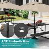 imageGiantex Picnic Table Bench Set for 48 Person Round 37 Outdoor Dining Table wUmbrella Hole HDPE Tabletop Metal Frame Patio Furniture Set for Backyard Porch Lawn 1400lb Capacity GrayRoundBlack