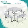 imageGiantex Picnic Table Bench Set for 48 Person Round 37 Outdoor Dining Table wUmbrella Hole HDPE Tabletop Metal Frame Patio Furniture Set for Backyard Porch Lawn 1400lb Capacity GrayRoundGrey