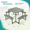 imageGiantex Picnic Table Bench Set for 48 Person Round 37 Outdoor Dining Table wUmbrella Hole HDPE Tabletop Metal Frame Patio Furniture Set for Backyard Porch Lawn 1400lb Capacity GrayRoundGreen