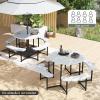 imageGiantex Picnic Table Bench Set for 48 Person Round 37 Outdoor Dining Table wUmbrella Hole HDPE Tabletop Metal Frame Patio Furniture Set for Backyard Porch Lawn 1400lb Capacity GrayRoundWhite