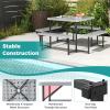 imageGiantex Picnic Table Bench Set for 48 Person Round 37 Outdoor Dining Table wUmbrella Hole HDPE Tabletop Metal Frame Patio Furniture Set for Backyard Porch Lawn 1400lb Capacity GrayRoundGrey