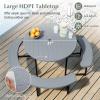 imageGiantex Picnic Table Bench Set for 48 Person Round 37 Outdoor Dining Table wUmbrella Hole HDPE Tabletop Metal Frame Patio Furniture Set for Backyard Porch Lawn 1400lb Capacity GrayRoundGrey