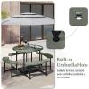 imageGiantex Picnic Table Bench Set for 48 Person Round 37 Outdoor Dining Table wUmbrella Hole HDPE Tabletop Metal Frame Patio Furniture Set for Backyard Porch Lawn 1400lb Capacity GrayRoundGreen