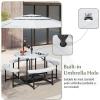 imageGiantex Picnic Table Bench Set for 48 Person Round 37 Outdoor Dining Table wUmbrella Hole HDPE Tabletop Metal Frame Patio Furniture Set for Backyard Porch Lawn 1400lb Capacity GrayRoundWhite