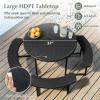 imageGiantex Picnic Table Bench Set for 48 Person Round 37 Outdoor Dining Table wUmbrella Hole HDPE Tabletop Metal Frame Patio Furniture Set for Backyard Porch Lawn 1400lb Capacity GrayRoundBlack