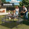 imageGiantex Picnic Table Bench Set for 48 Person Round 37 Outdoor Dining Table wUmbrella Hole HDPE Tabletop Metal Frame Patio Furniture Set for Backyard Porch Lawn 1400lb Capacity GrayRoundBlack