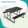 imageGiantex Picnic Table Bench Set for 48 Person Round 37 Outdoor Dining Table wUmbrella Hole HDPE Tabletop Metal Frame Patio Furniture Set for Backyard Porch Lawn 1400lb Capacity GrayRoundBlack