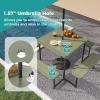 imageGiantex Picnic Table Bench Set for 48 Person Round 37 Outdoor Dining Table wUmbrella Hole HDPE Tabletop Metal Frame Patio Furniture Set for Backyard Porch Lawn 1400lb Capacity GrayRoundGreen