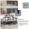imageGiantex Picnic Table Bench Set for 48 Person Round 37 Outdoor Dining Table wUmbrella Hole HDPE Tabletop Metal Frame Patio Furniture Set for Backyard Porch Lawn 1400lb Capacity GrayRoundGrey