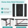 imageGiantex Picnic Table Bench Set for 48 Person Round 37 Outdoor Dining Table wUmbrella Hole HDPE Tabletop Metal Frame Patio Furniture Set for Backyard Porch Lawn 1400lb Capacity GrayRoundBlack