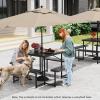imageGiantex Picnic Table Bench Set for 48 Person Round 37 Outdoor Dining Table wUmbrella Hole HDPE Tabletop Metal Frame Patio Furniture Set for Backyard Porch Lawn 1400lb Capacity GrayRoundBlack