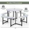 imageGiantex Picnic Table Bench Set for 48 Person Round 37 Outdoor Dining Table wUmbrella Hole HDPE Tabletop Metal Frame Patio Furniture Set for Backyard Porch Lawn 1400lb Capacity GrayRoundGrey