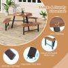 imageGiantex Picnic Table Bench Set for 6 Acacia Wood Outdoor Dining Table Set with 3 Seats 197quot Umbrella Hole 1720 LBS Capacity Heavy Duty Metal Frame for Front Porch Patio Lawn GardenHexagonal
