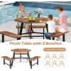 imageGiantex Picnic Table Bench Set for 6 Acacia Wood Outdoor Dining Table Set with 3 Seats 197quot Umbrella Hole 1720 LBS Capacity Heavy Duty Metal Frame for Front Porch Patio Lawn GardenHexagonal