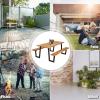 imageGiantex Picnic Table Bench Set with Umbrella Hole Outdoor Dining Table Set 70 Acacia Wood Picnic Beer Table with Metal Frame PatentedRustic