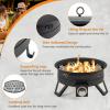 imageGiantex Portable Propane Fire Pit 17quot Small Outdoor Fire Bowl wFoldable Legs Round Fireplace with Lid Removable Grill Carry Bag Lava Rocks 58000 BTU Smokeless Gas Firepit for Outdoor Camping