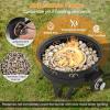 imageGiantex Portable Propane Fire Pit 17quot Small Outdoor Fire Bowl wFoldable Legs Round Fireplace with Lid Removable Grill Carry Bag Lava Rocks 58000 BTU Smokeless Gas Firepit for Outdoor Camping