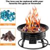 imageGiantex Portable Propane Fire Pit 19quot Outdoor Firepit 58000BTU Fire Bowl wCover ampamp Carry KitLava Rock Stone ampamp Tank Stabilizer Ring Gas Fire Pit for Outside CampingPatio Backyard Black