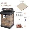 imageGiantex Propane Fire Bowl Column 40000 BTU Outdoor Gas Fire Pit Compact Ledge Stone Firepit Table with Lava Rocks and Rain Cover