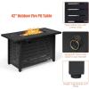 imageGiantex Propane Fire Pit Table 42 Inch 60000 BTU Rectangular Gas Fire Table wWaterproof Cover Outdoor Electronic Ignition Firepit Table wLava Rock for Courtyard Balcony Garden TerraceBlack