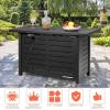 imageGiantex Propane Fire Pit Table 42 Inch 60000 BTU Rectangular Gas Fire Table wWaterproof Cover Outdoor Electronic Ignition Firepit Table wLava Rock for Courtyard Balcony Garden TerraceBlack