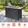 imageGiantex Propane Fire Pit Table 42 Inch 60000 BTU Rectangular Gas Fire Table wWaterproof Cover Outdoor Electronic Ignition Firepit Table wLava Rock for Courtyard Balcony Garden TerraceBlackNatural