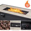 imageGiantex Propane Fire Pit Table 42 Inch 60000 BTU Rectangular Gas Fire Table wWaterproof Cover Outdoor Electronic Ignition Firepit Table wLava Rock for Courtyard Balcony Garden TerraceBlackNatural