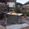 imageGiantex Propane Fire Pit Table 42 Inch 60000 BTU Rectangular Gas Fire Table wWaterproof Cover Outdoor Electronic Ignition Firepit Table wLava Rock for Courtyard Balcony Garden TerraceBlackNatural