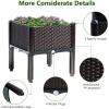 imageGiantex Raised Garden Bed Set of 4 Planter Raised Beds Kits with Drain Holes for Fruit Flowers Vegetables Outdoor Elevated Planting Box for Lawn Patio Balcony Easy Assembly RattanLike Look BrownBrown