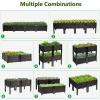 imageGiantex Raised Garden Bed Set of 4 Planter Raised Beds Kits with Drain Holes for Fruit Flowers Vegetables Outdoor Elevated Planting Box for Lawn Patio Balcony Easy Assembly RattanLike Look BrownBrown