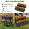 imageGiantex Raised Garden Bed Set of 4 Planter Raised Beds Kits with Drain Holes for Fruit Flowers Vegetables Outdoor Elevated Planting Box for Lawn Patio Balcony Easy Assembly RattanLike Look BrownBrown