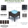 imageGiantex Raised Garden Bed Set of 4 Planter Raised Beds Kits with Drain Holes for Fruit Flowers Vegetables Outdoor Elevated Planting Box for Lawn Patio Balcony Easy Assembly RattanLike Look BrownBrown
