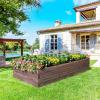 imageGiantex Raised Garden Bed Wood Planter Box Outdoor Planting Bed for Vegetable Flower Rectangular Planter for Patio and Lawn 47Lx24Wx9H Brown47Lx24Wx9H