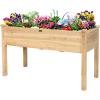 imageGiantex Raised Garden Bed on Wheels Wood Planter Box with Legs Liner Drain Holes Elevated Garden Bed for Vegetables Standing Garden Container for Backyard Patio 475quot LX 235quot WX 33quot H49Lx23Wx30H