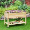 imageGiantex Raised Garden Bed on Wheels Wood Planter Box with Legs Liner Drain Holes Elevated Garden Bed for Vegetables Standing Garden Container for Backyard Patio 475quot LX 235quot WX 33quot H475LX 235WX 33H